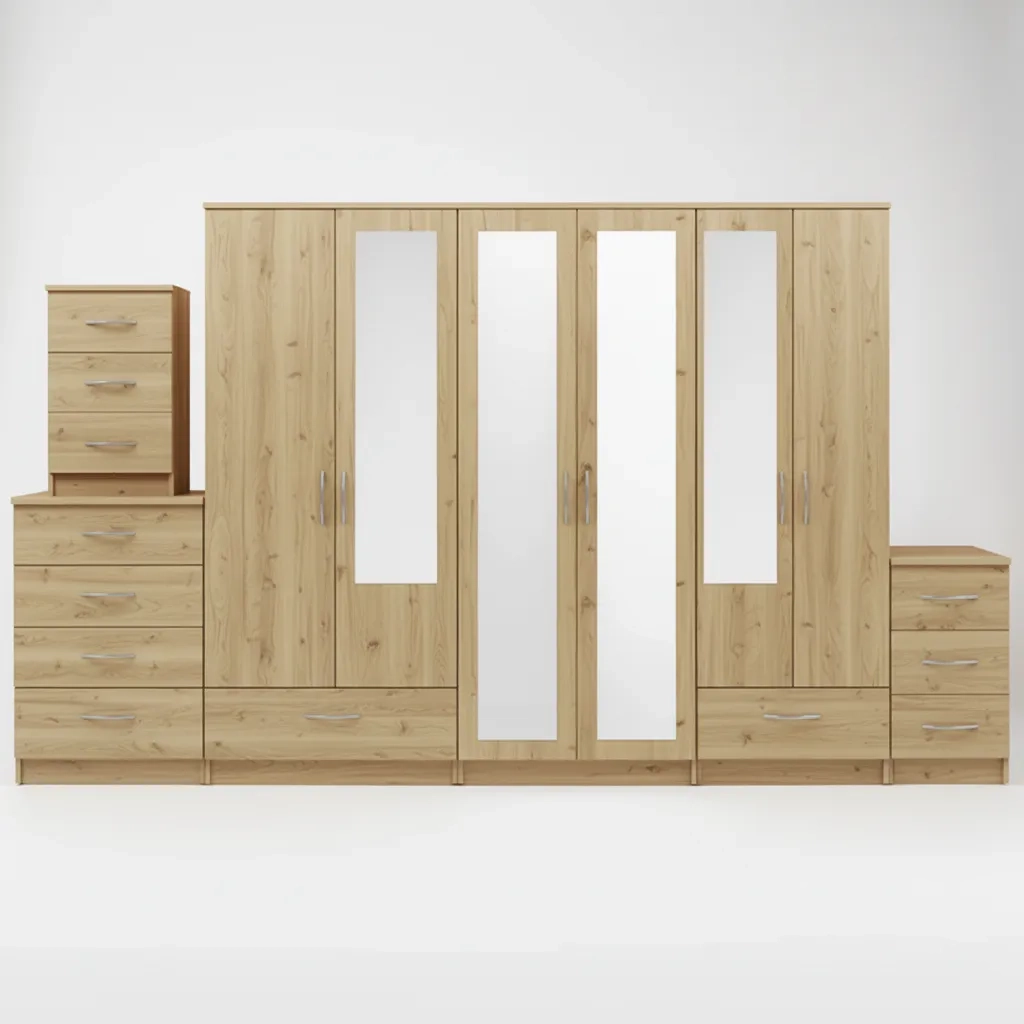 2-FULL, 2-HALF MIRROR 6 DOOR WARDROBE (Assembled) - Image 4