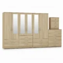 4-HALF MIRROR 6 DOOR WARDROBE (Assembled)