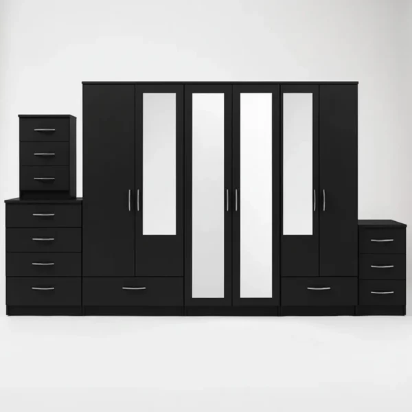 2-FULL, 2-HALF MIRROR 6 DOOR WARDROBE (Assembled) - Image 3