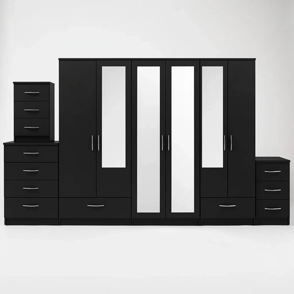 2-FULL, 2-HALF MIRROR 6 DOOR WARDROBE (Assembled) - Image 3
