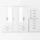 2-HALF MIRROR 5 DOOR WARDROBE SET (Assembled)