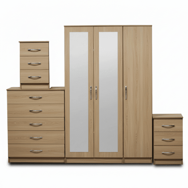 2-FULL MIRROR 3 DOOR WARDROBE (Assembled) - Image 4