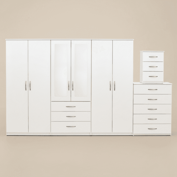2-HALF MIRROR 6 DOOR WARDROBE (Assembled) - Image 5
