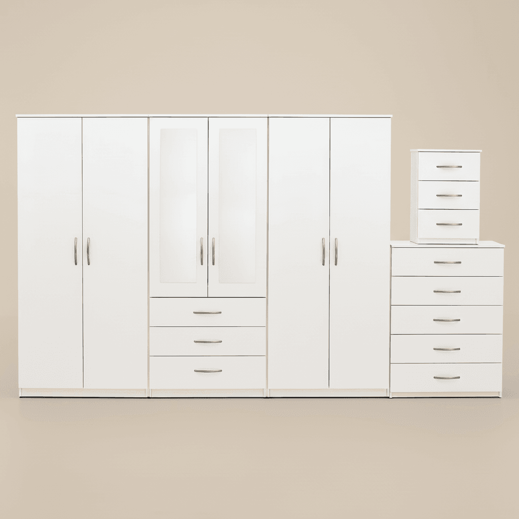 2-HALF MIRROR 6 DOOR WARDROBE (Assembled) - Image 5