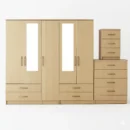 2-HALF MIRROR 5 DOOR WARDROBE SET (Assembled)