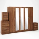3-FULL MIRROR 5 DOOR WARDROBE SET (Assembled)