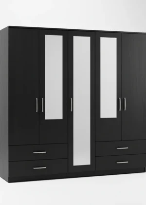 2-HALF & 1-FULL MIRROR 5 DOOR WARDROBE SET (Assembled)