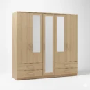 2-HALF & 1-FULL MIRROR 5 DOOR WARDROBE SET (Assembled)