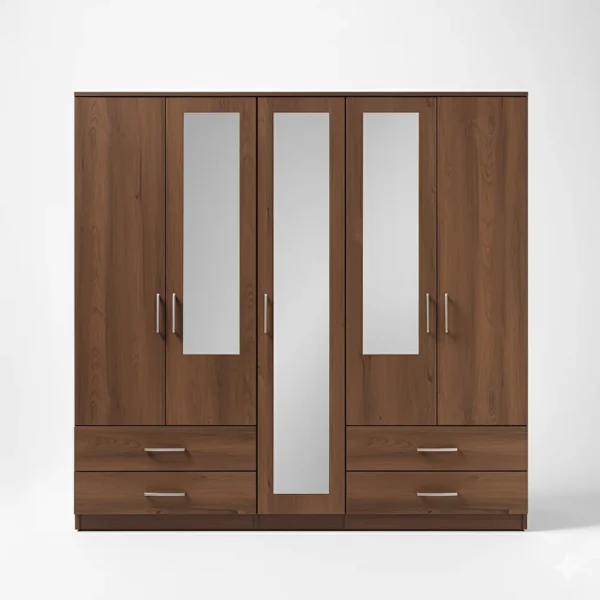 2-HALF & 1-FULL MIRROR 5 DOOR WARDROBE SET (Assembled) - Image 3