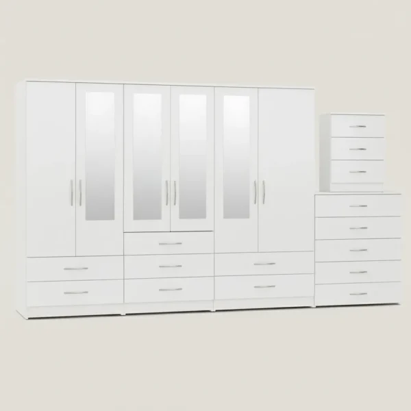 4-HALF MIRROR 6 DOOR WARDROBE (Assembled) - Image 5