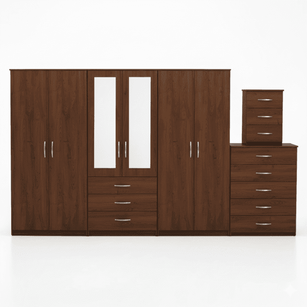 2-HALF MIRROR 6 DOOR WARDROBE (Assembled) - Image 4