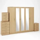 3-FULL MIRROR 5 DOOR WARDROBE SET (Assembled)