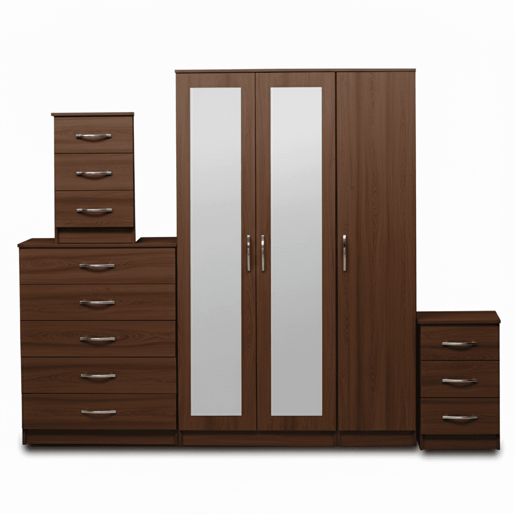 2-FULL MIRROR 3 DOOR WARDROBE (Assembled) - Image 2
