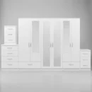 2-FULL, 2-HALF MIRROR 6 DOOR WARDROBE (Assembled)