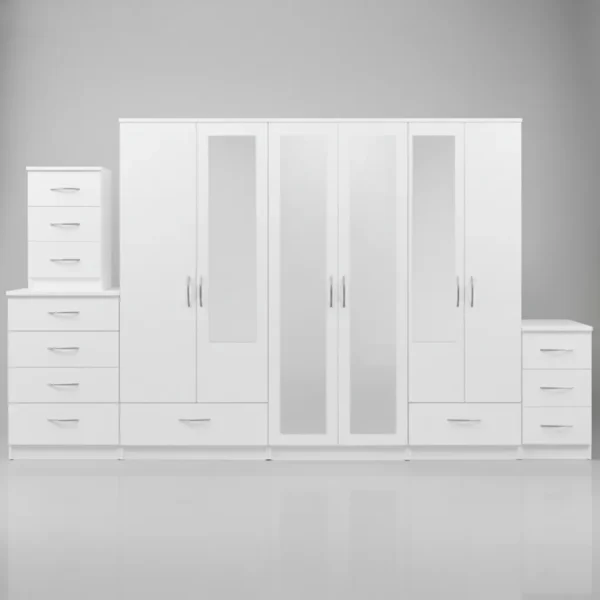 2-FULL, 2-HALF MIRROR 6 DOOR WARDROBE (Assembled) - Image 5