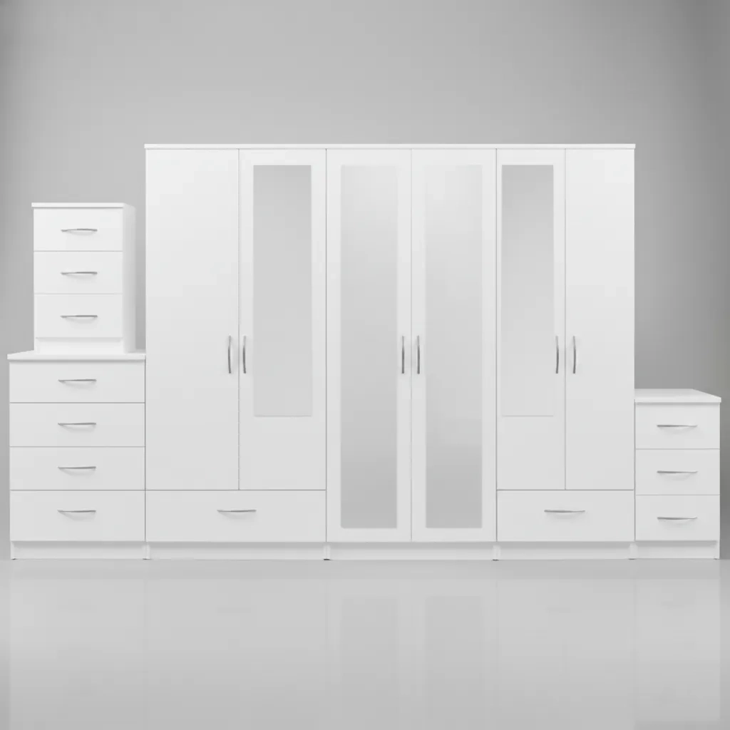2-FULL, 2-HALF MIRROR 6 DOOR WARDROBE (Assembled) - Image 5
