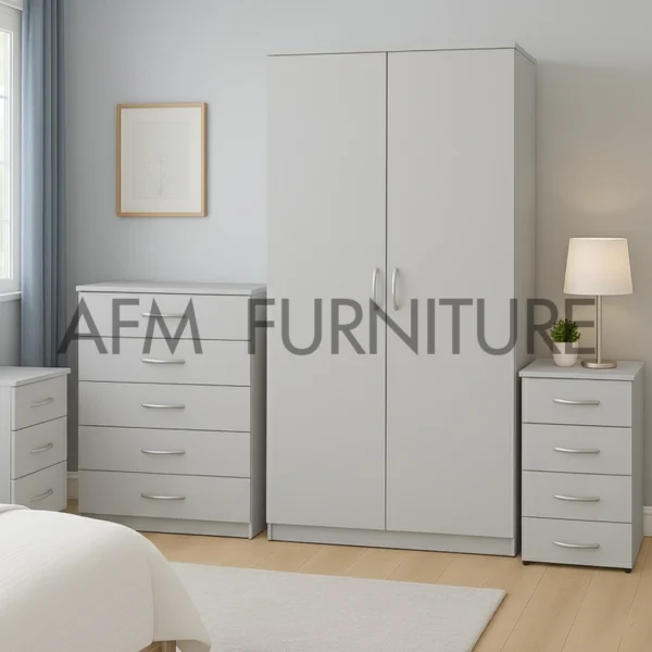 SIMPLE 2 DOOR WARDROBE SET (Assembled) - Image 2