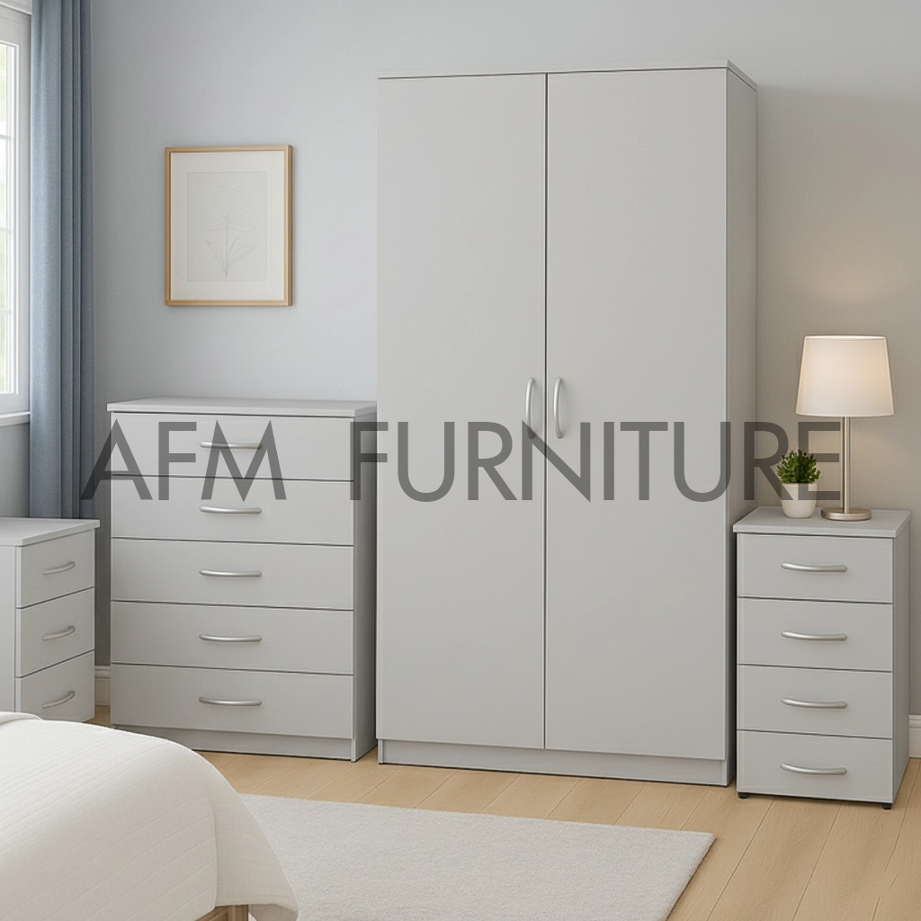 SIMPLE 2 DOOR WARDROBE SET (Assembled) - Image 2