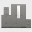 1-HALF MIRROR 3 DOOR WARDROBE ( Assembled)