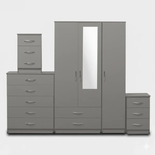 1-HALF MIRROR 3 DOOR WARDROBE ( Assembled) - Image 2