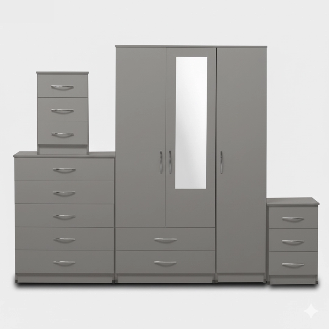 1-HALF MIRROR 3 DOOR WARDROBE ( Assembled) - Image 2