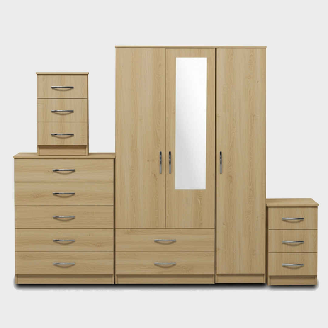 1-HALF MIRROR 3 DOOR WARDROBE ( Assembled) - Image 3