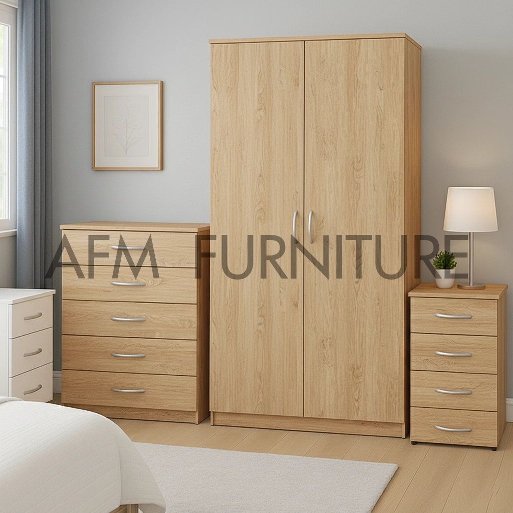 SIMPLE 2 DOOR WARDROBE SET (Assembled) - Image 5