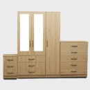 2-HALF MIRROR 3 DOOR WARDROBE (Assembled)