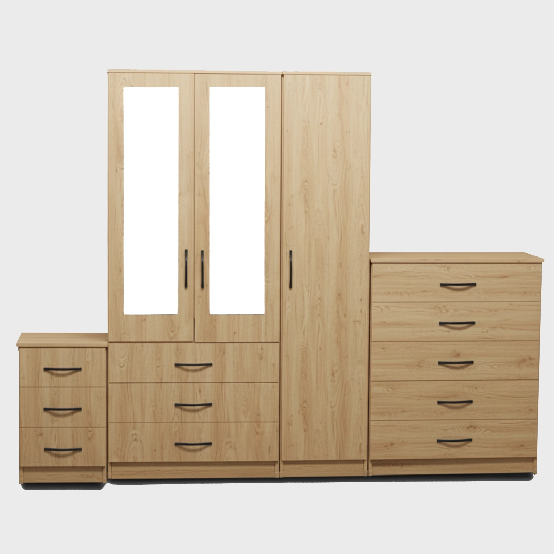 2-HALF MIRROR 3 DOOR WARDROBE (Assembled) - Image 2