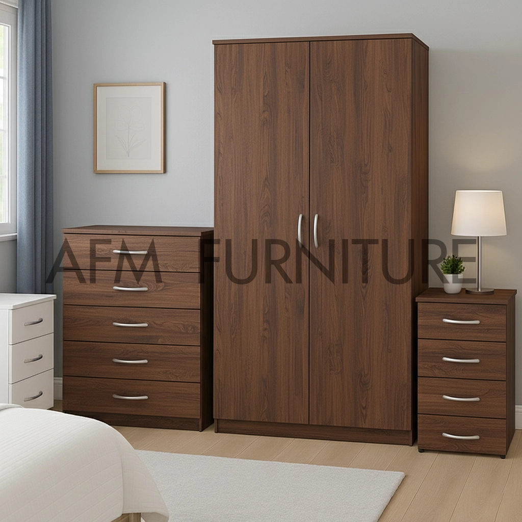 SIMPLE 2 DOOR WARDROBE SET (Assembled) - Image 3