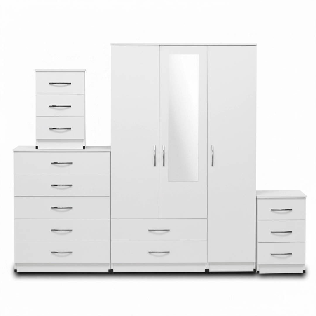 1-HALF MIRROR 3 DOOR WARDROBE ( Assembled) - Image 4