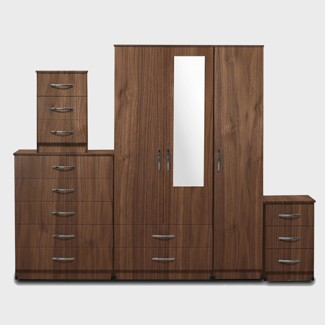 1-HALF MIRROR 3 DOOR WARDROBE ( Assembled) - Image 5