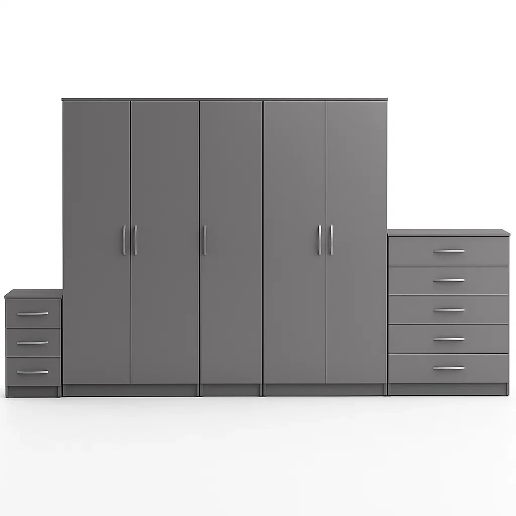 5 DOOR WARDROBE SET (Assembled) - Image 5