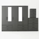 2-HALF MIRROR 5 DOOR WARDROBE SET (Assembled)