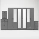 2-FULL, 2-HALF MIRROR 6 DOOR WARDROBE (Assembled)