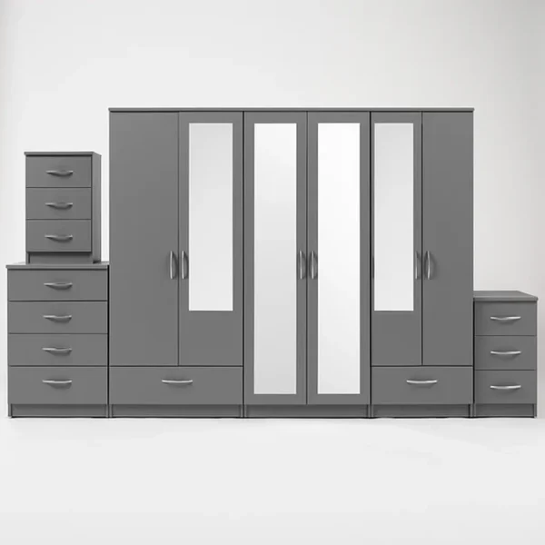 2-FULL, 2-HALF MIRROR 6 DOOR WARDROBE (Assembled) - Image 2