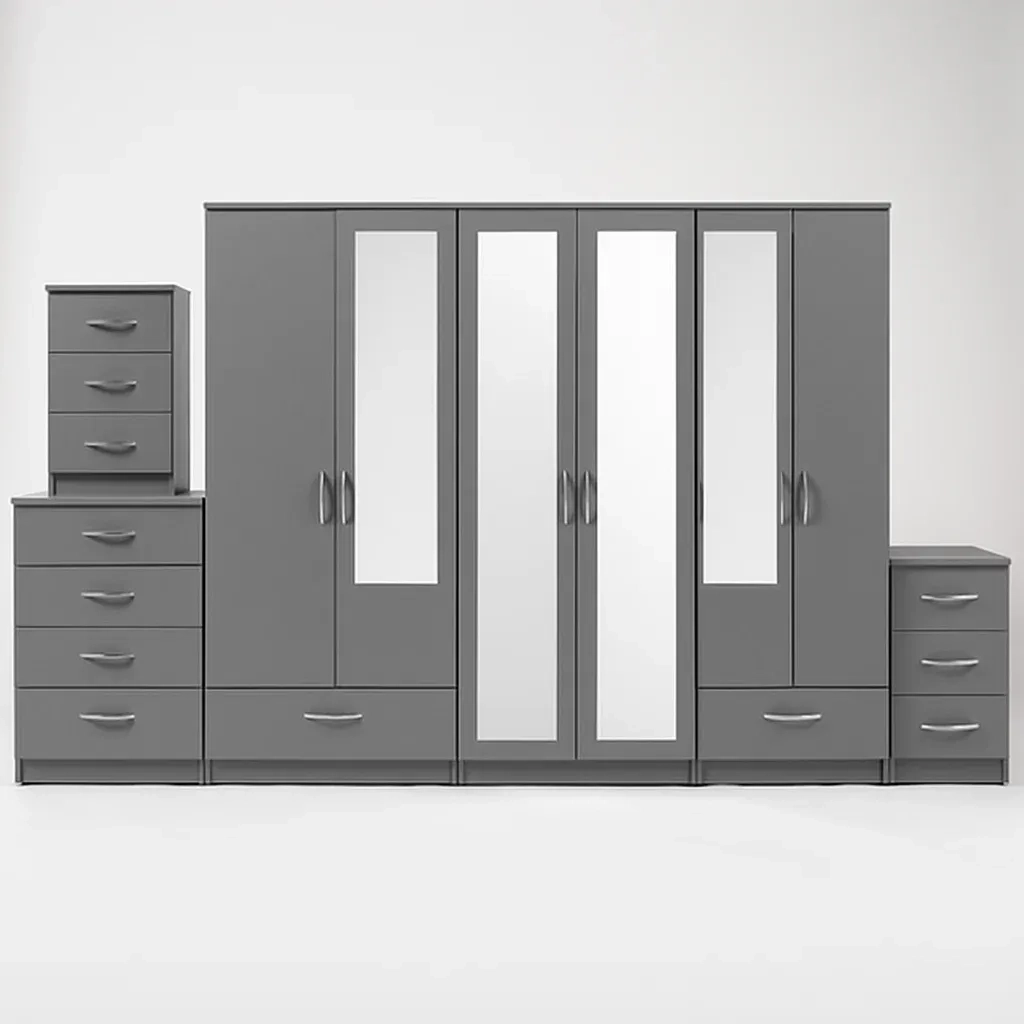 2-FULL, 2-HALF MIRROR 6 DOOR WARDROBE (Assembled) - Image 2