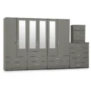 4-HALF MIRROR 6 DOOR WARDROBE (Assembled)