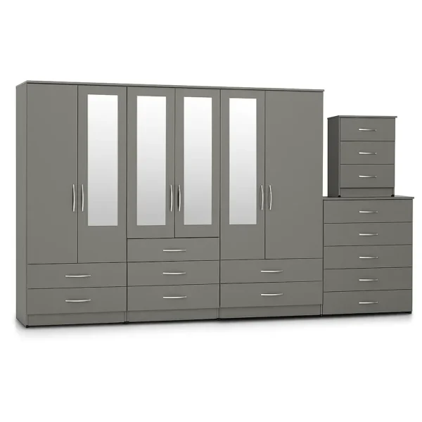 4-HALF MIRROR 6 DOOR WARDROBE (Assembled) - Image 4